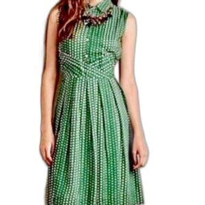 Anthropologie 11.1. Tylho Brynn Midi Women’s Shirtdress Green Polka Dot Dress M